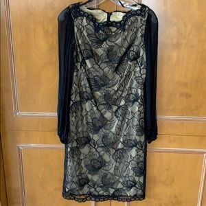 Tadashi Shoji Black and Nude Dress